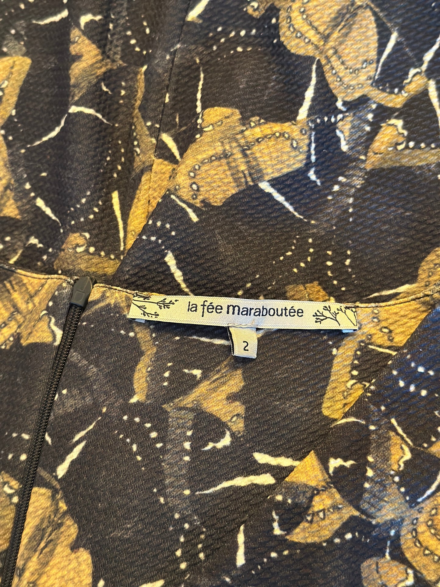 Robe imprimé insectes noir doré T.38