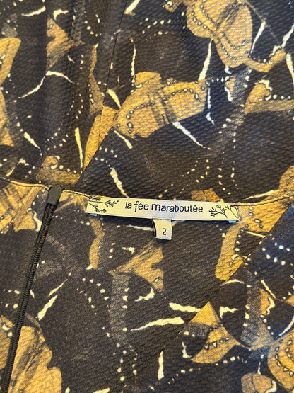 Robe imprimé insectes noir doré T.38