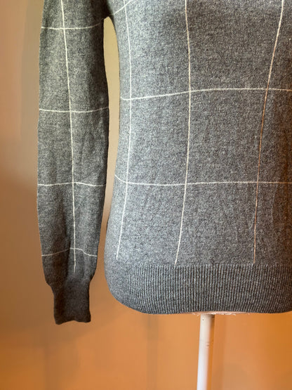 Pull col roulé à carreaux en laine mérinos et cachemire T.34