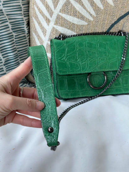 Sac bandoulière cuir embossé crocodile vert – cuir véritable