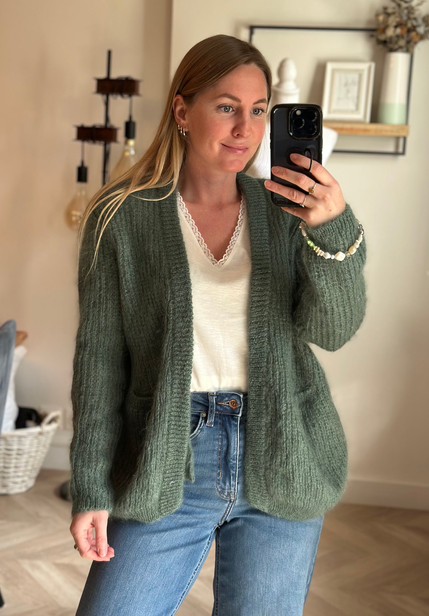 Gilet Delise vert clair mohair laine T.36