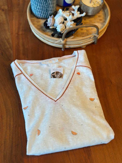T-shirt blanc motifs pastèque T.40