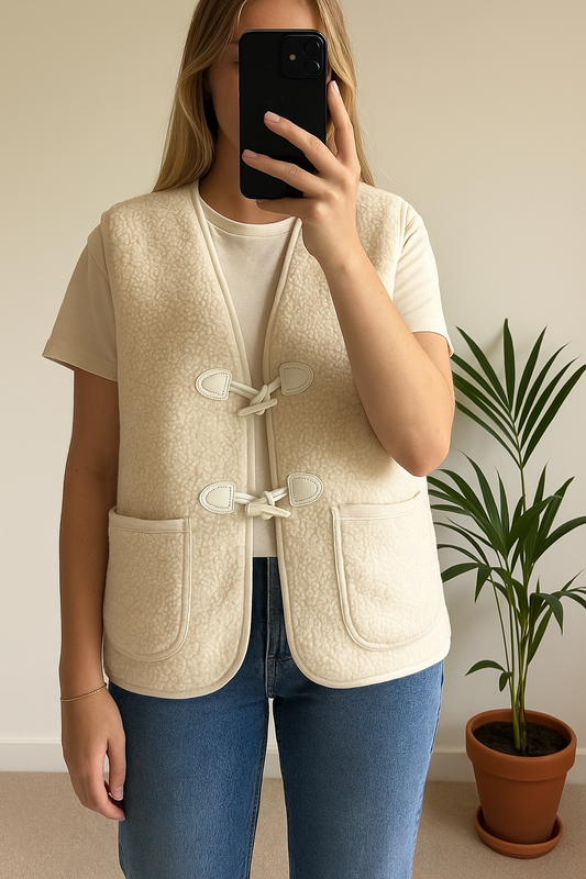 Gilet sans manches effet moumoute écru T.U