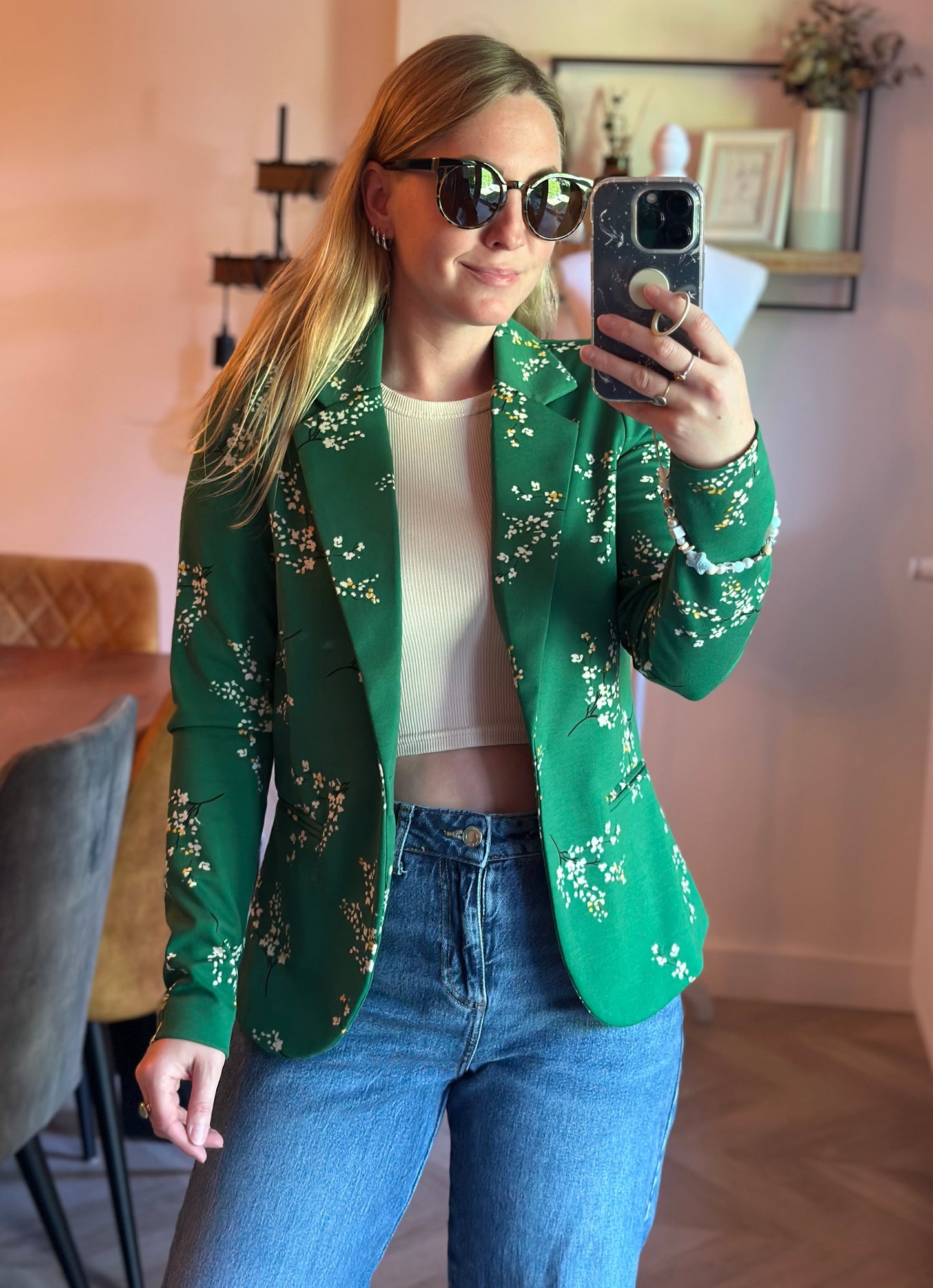 Blazer imprimé fleuri vert T.34 neuf