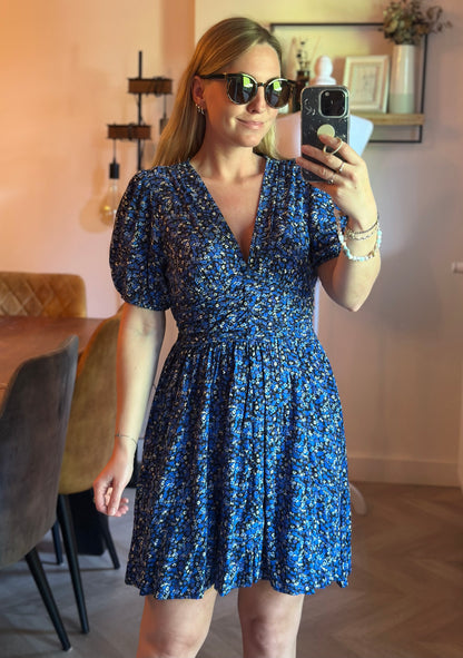 Robe fleurie bleue viscose T.36