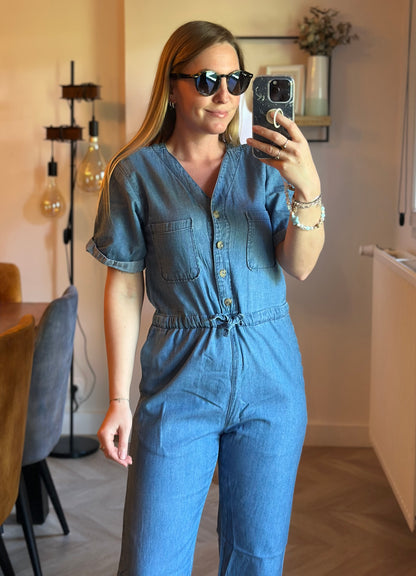 Combinaison denim bleu coton style casual chic T.34