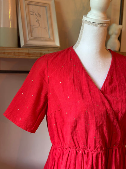 Robe rouge bohème en coton T.38