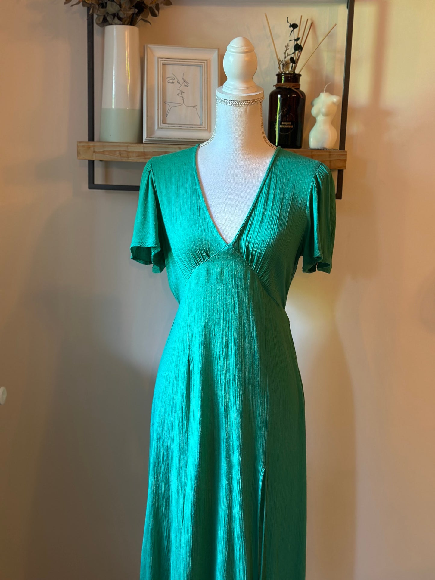 Robe midi Jet verte jacquard T.36