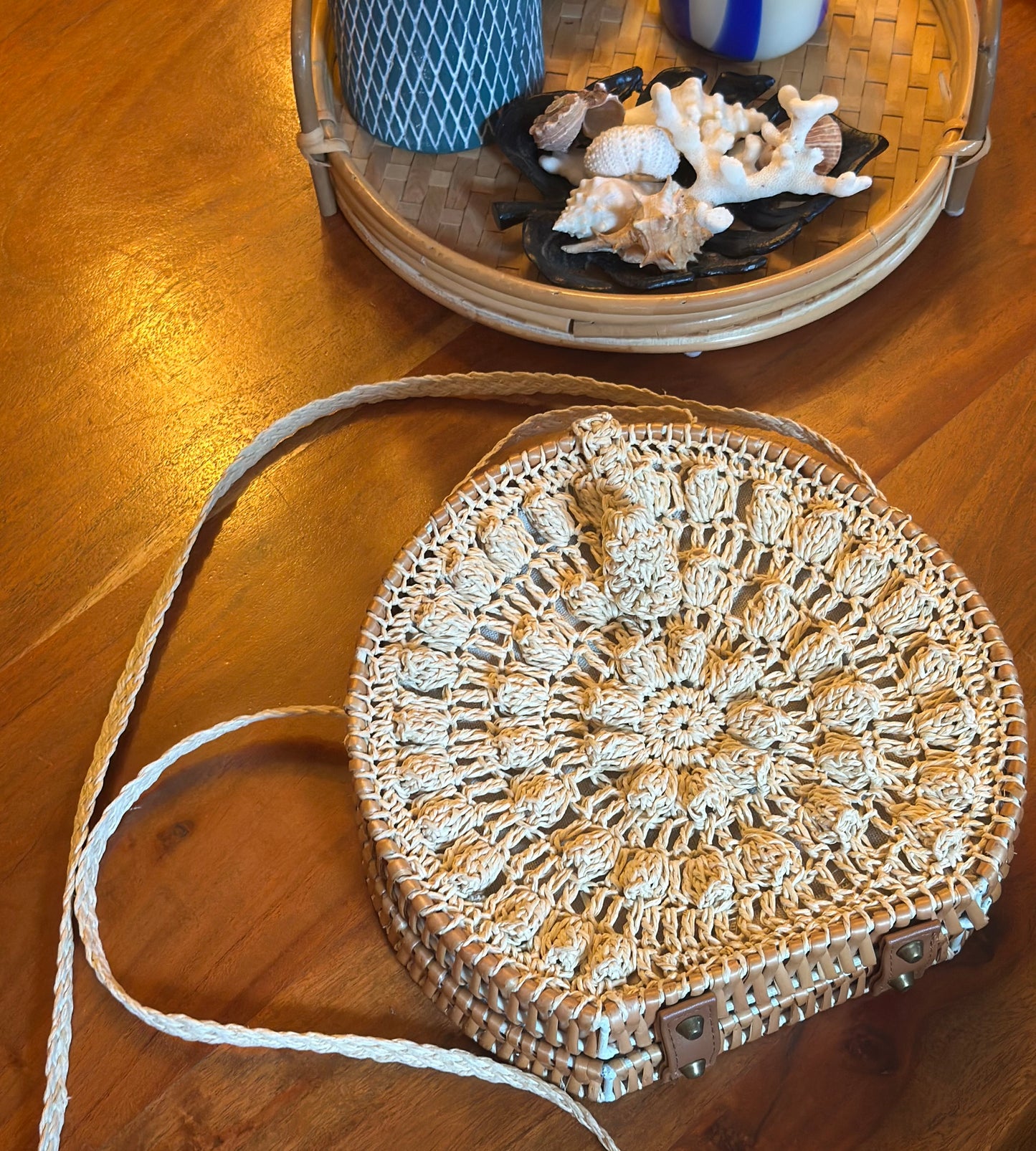 Sac bandoulière rond macramé fait main