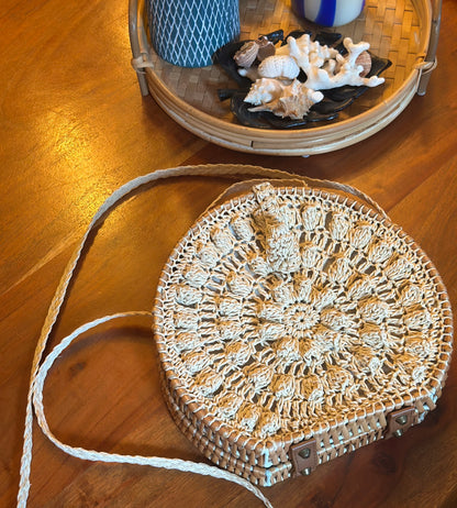 Sac bandoulière rond macramé fait main