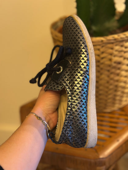 Derbies imprimé géométrique noir argenté P.37