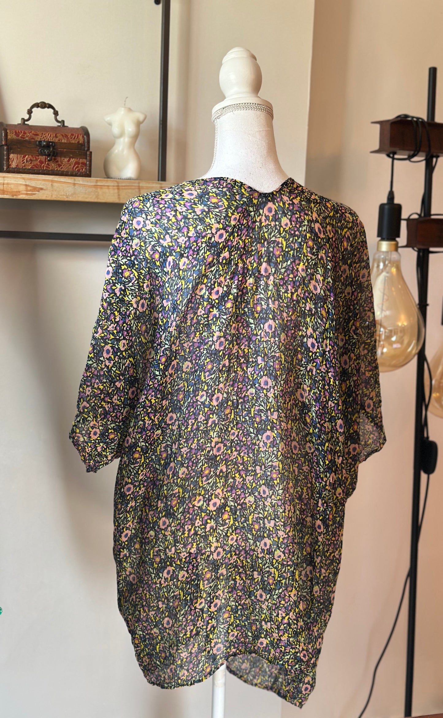 Kimono veste légère fleuri coton T.U