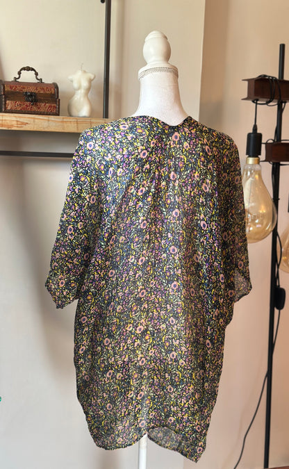 Kimono veste légère fleuri coton T.U