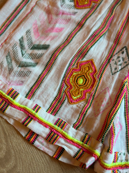 Short imprimé rayures brodé bohème T.36