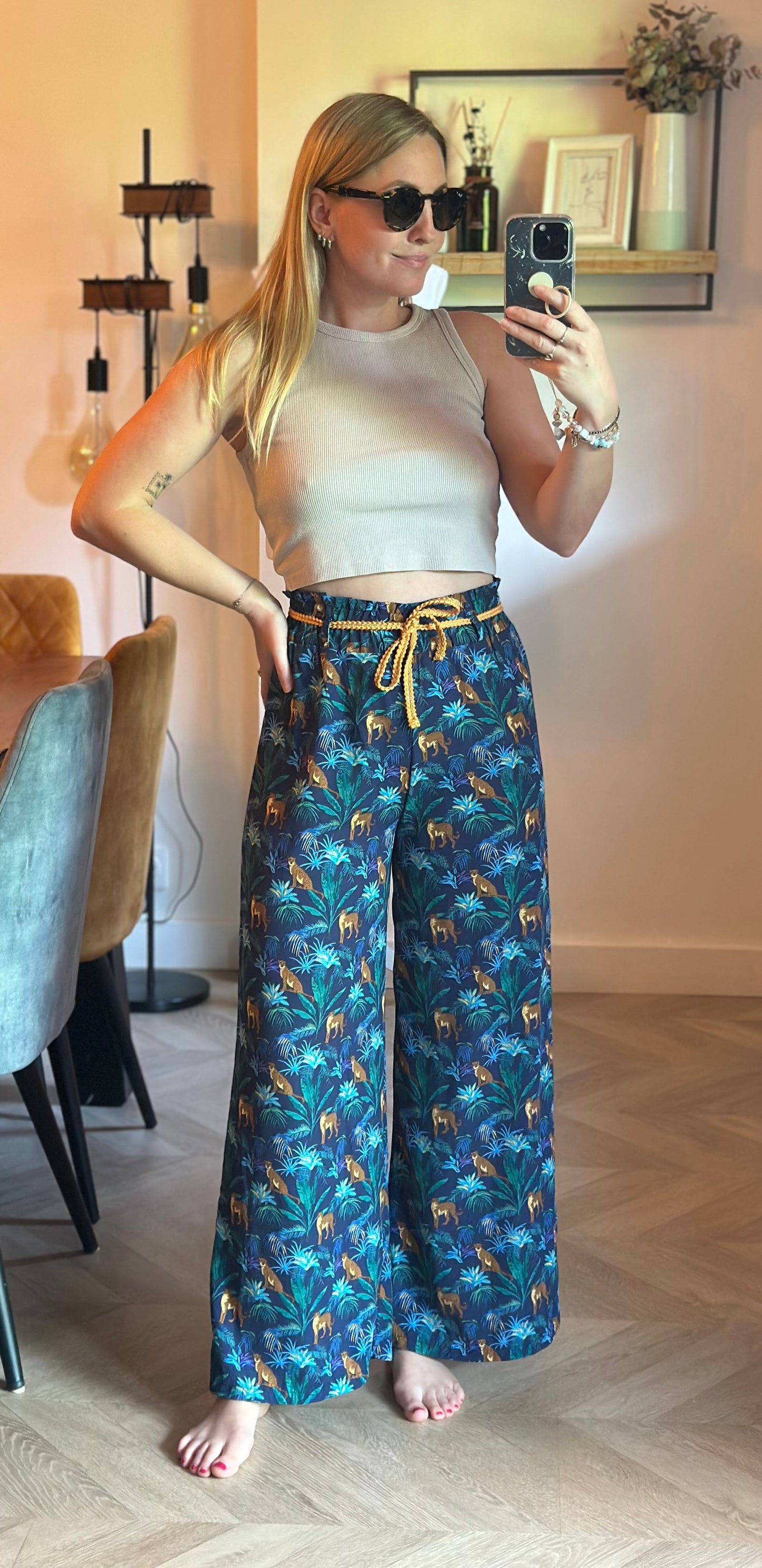 Pantalon fluide large jungle léopard T.36