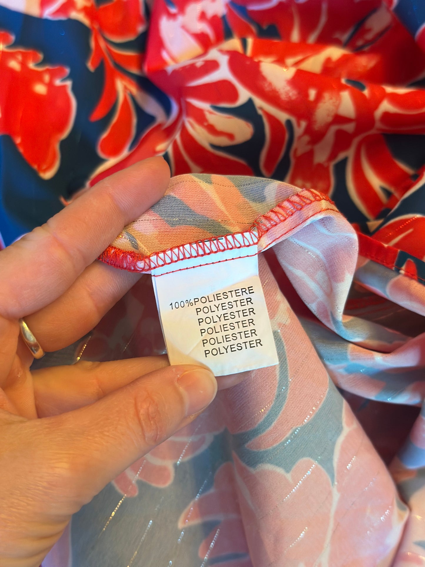 Robe fluide imprimé tropical rouge bleu T.38/40