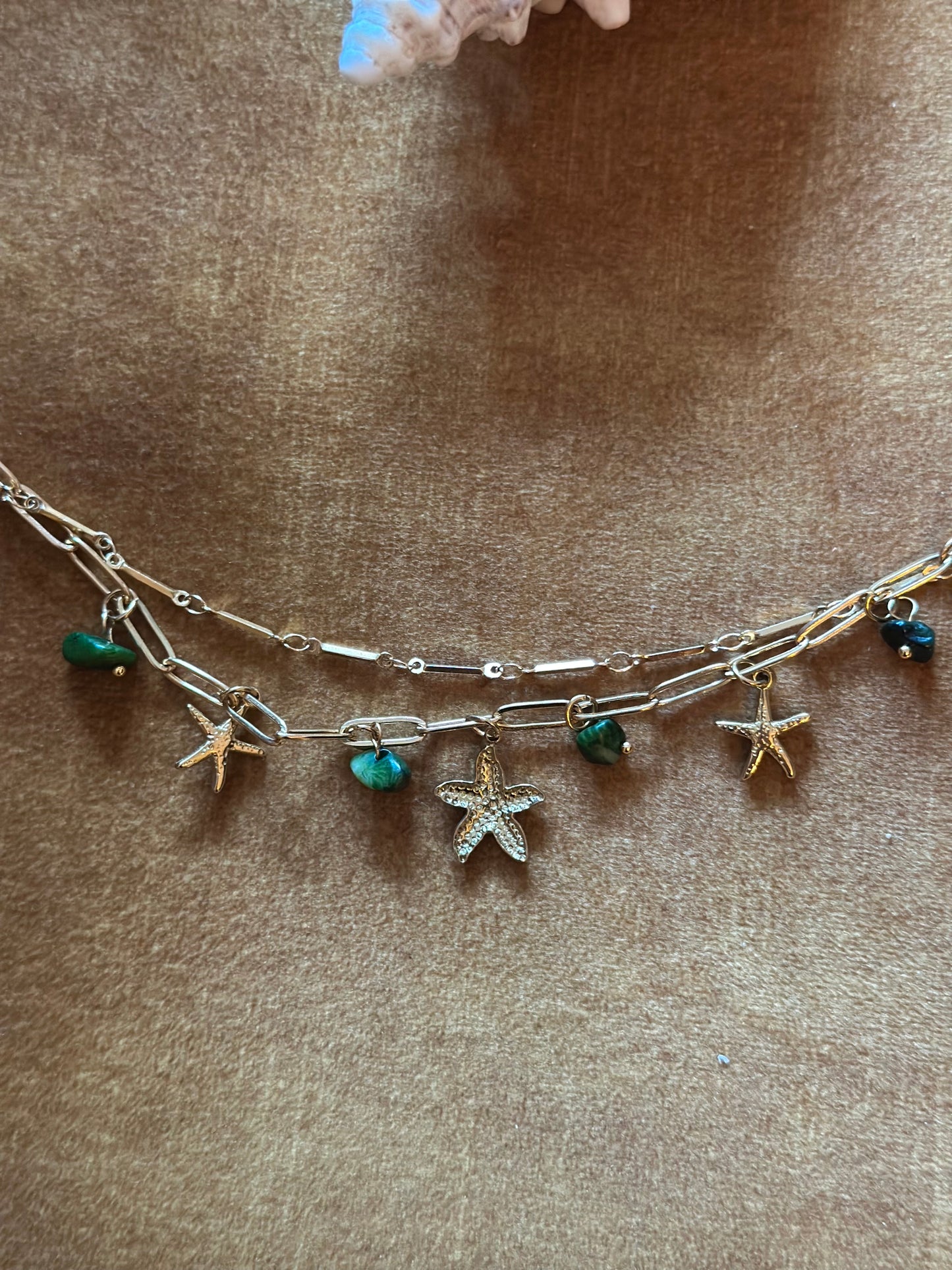 Bracelet acier inoxydable doré avec pendentifs étoile de mer