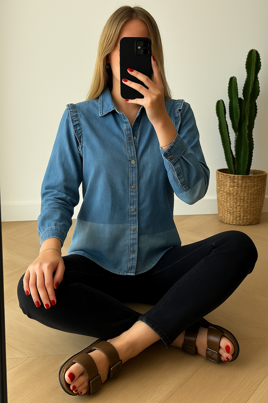 Chemise en jean bicolore T.34