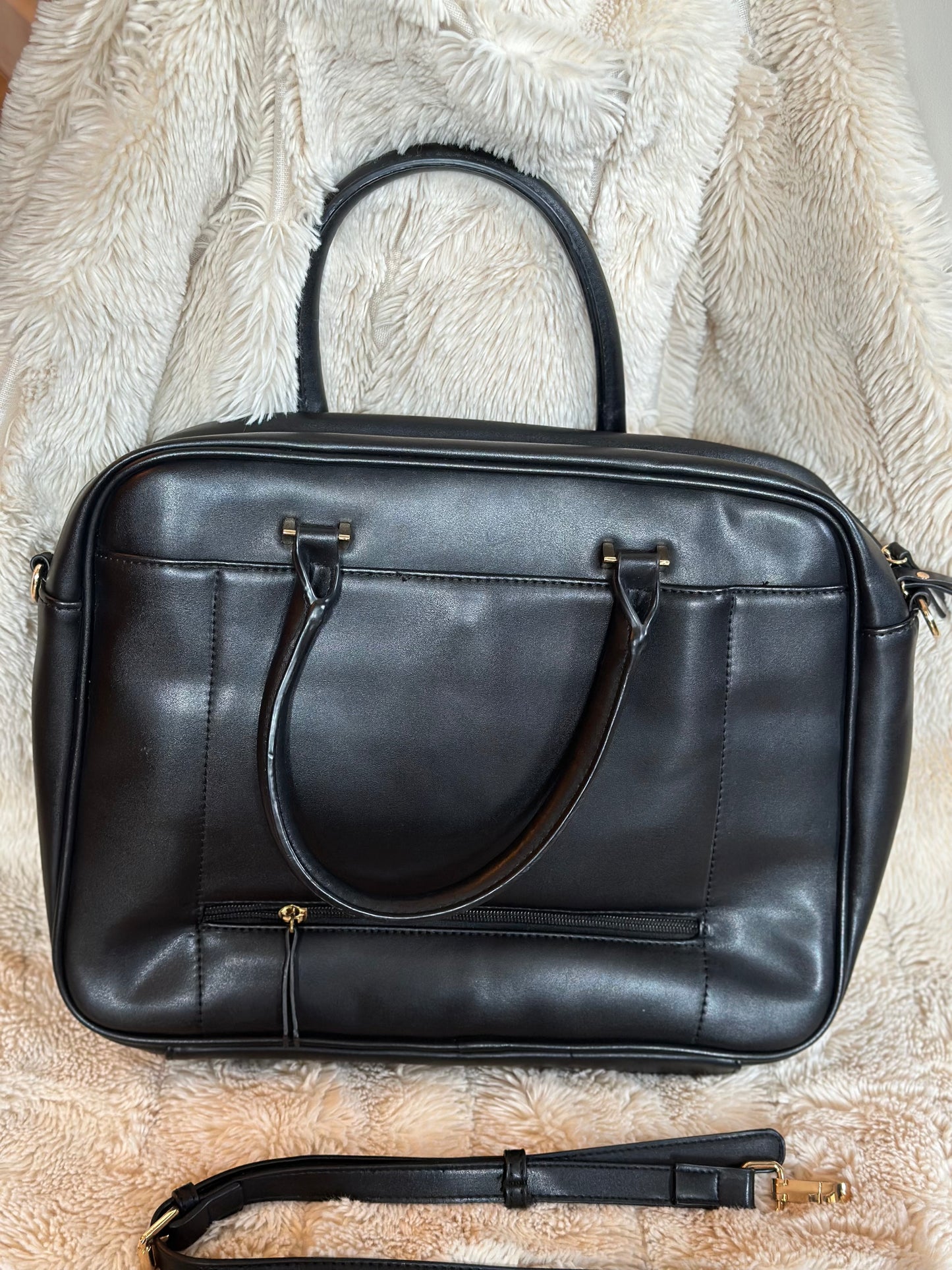 Sac pochette porte documents / ordinateur noir avec bandoulière