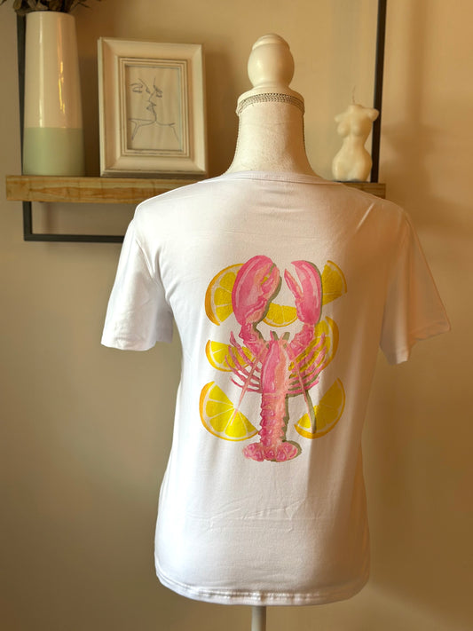 T-shirt imprimé homard citron blanc neuf T.36
