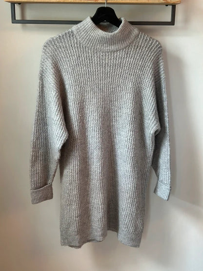 Robe pull maille grise en laine T.36
