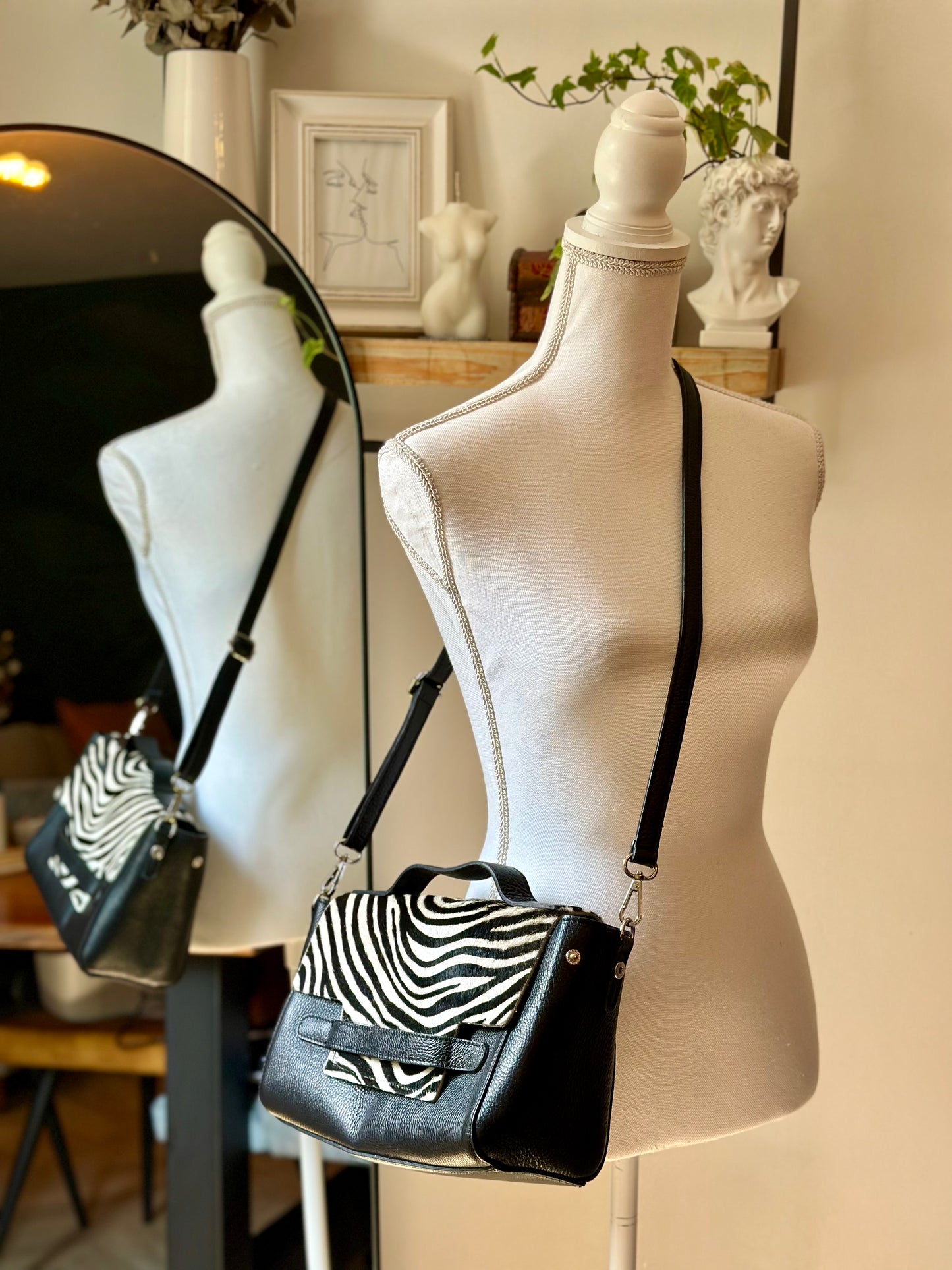 Sac bandoulière en cuir zèbre – Made in Italy