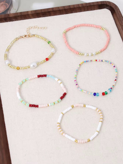 Lot de 6 bracelets perles – avec perles d’eau douce naturelles – Neufs