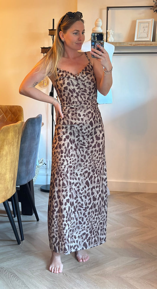 Robe longue léopard – neuve, T.36