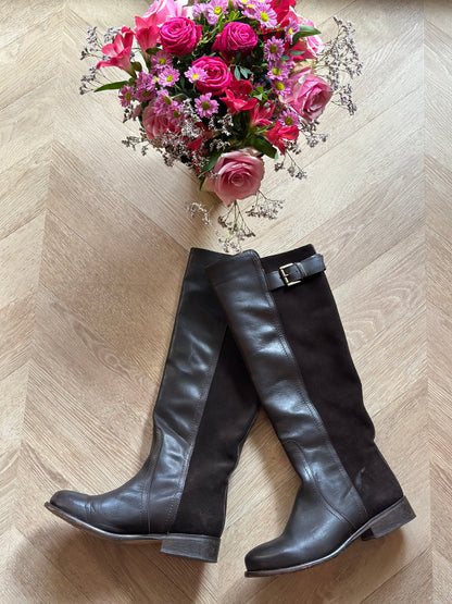 Bottes cavalières bi-matière cuir marron P.37