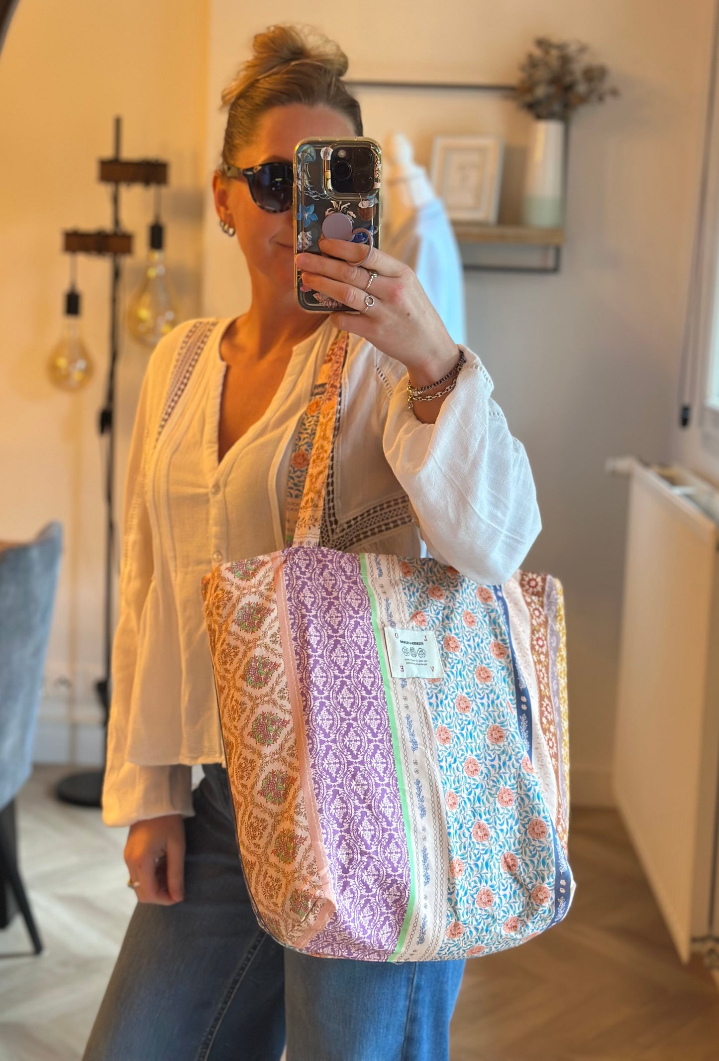 Sac tote bag imprimé fleuri patchwork neuf