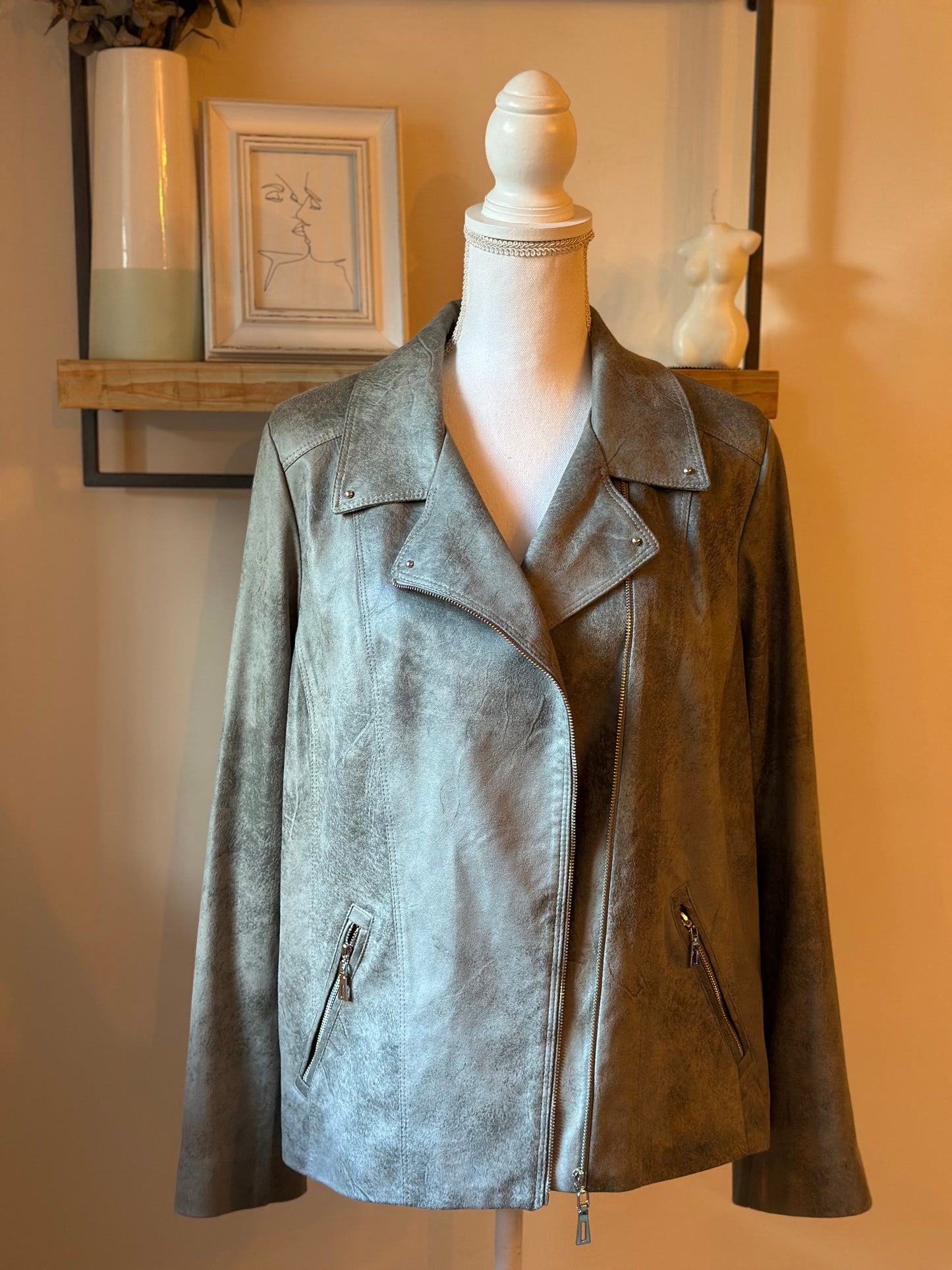 Veste perfecto suédine kaki T.44