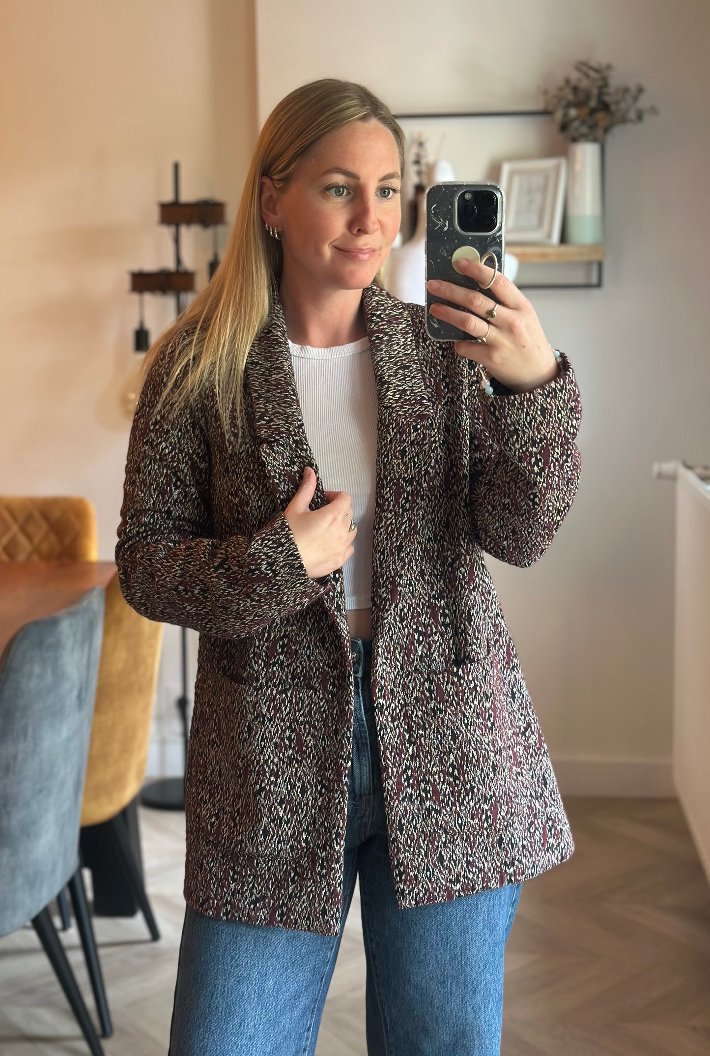Blazer imprimé texturé multicolore T.38