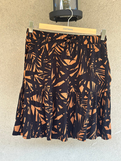 Jupe fluide en viscose marron et noire T.38