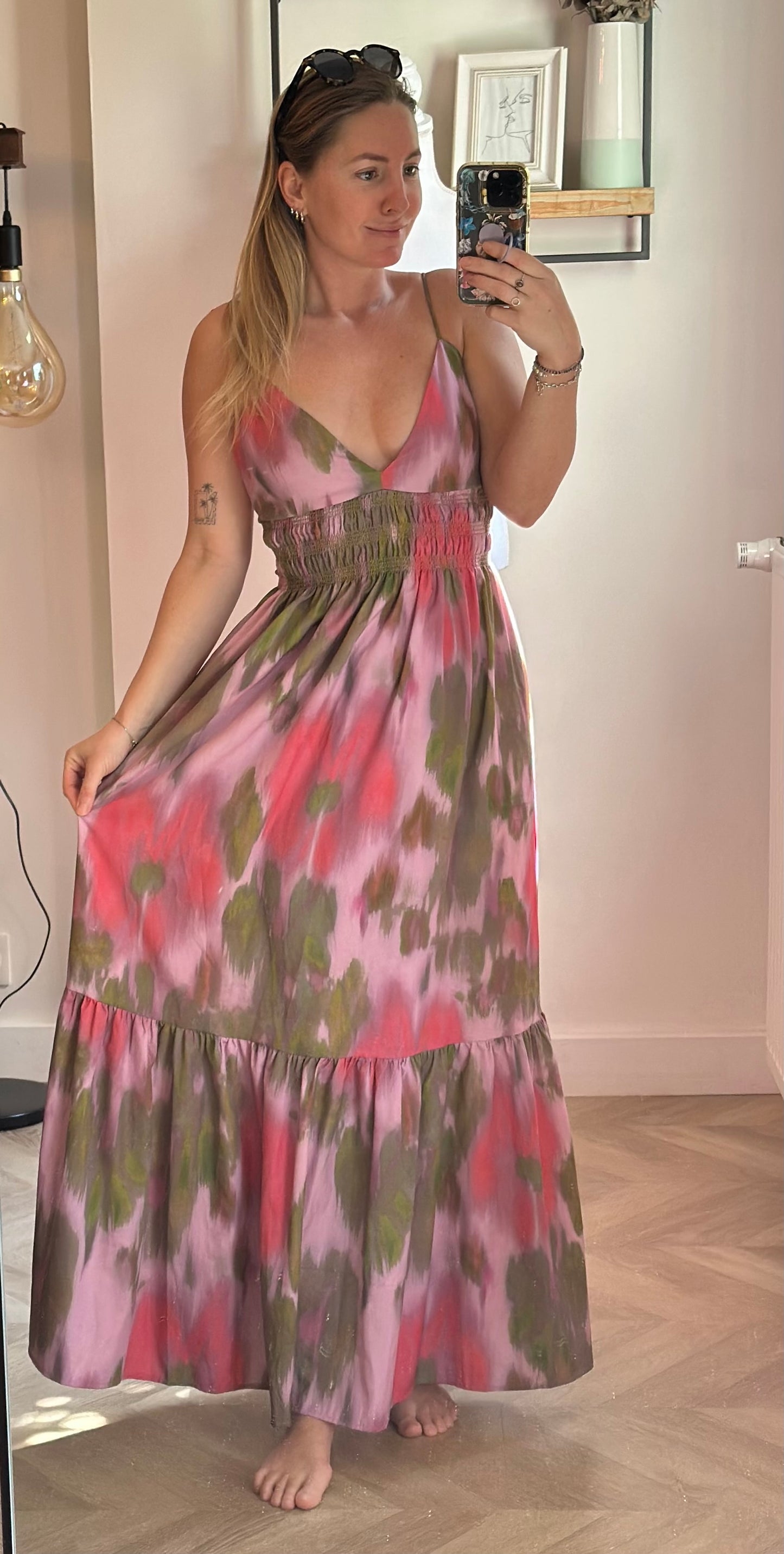 Robe longue fluide rose lila colorée neuf T.36