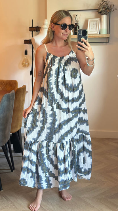 Robe longue imprimé tie and dye en gaze de coton T.U