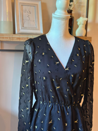 Robe noire voile plumetis doré T.36/38