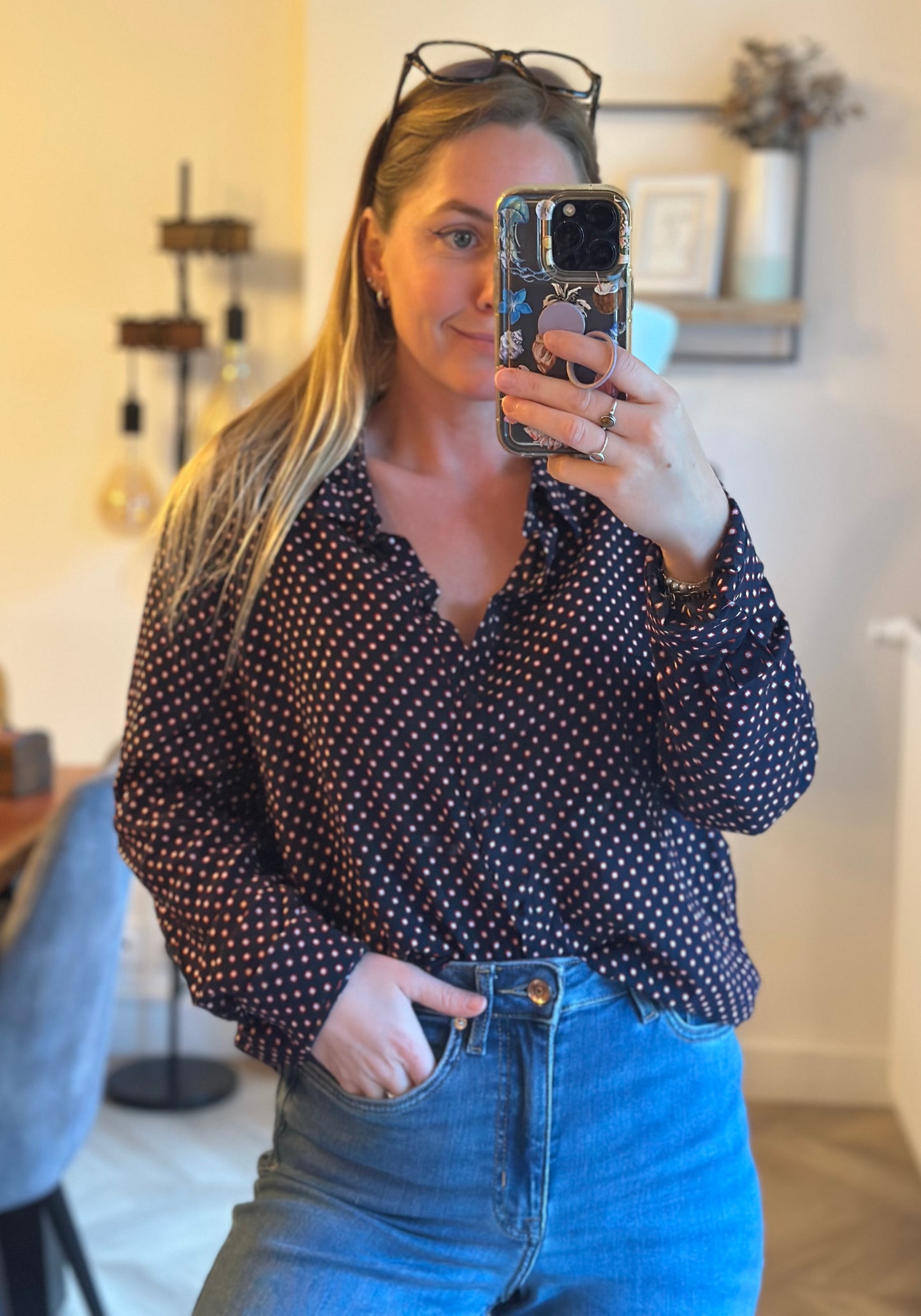 Chemise fluide imprimé pois viscose T.44
