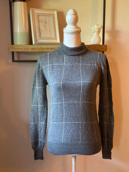 Pull col roulé à carreaux en laine mérinos et cachemire T.34