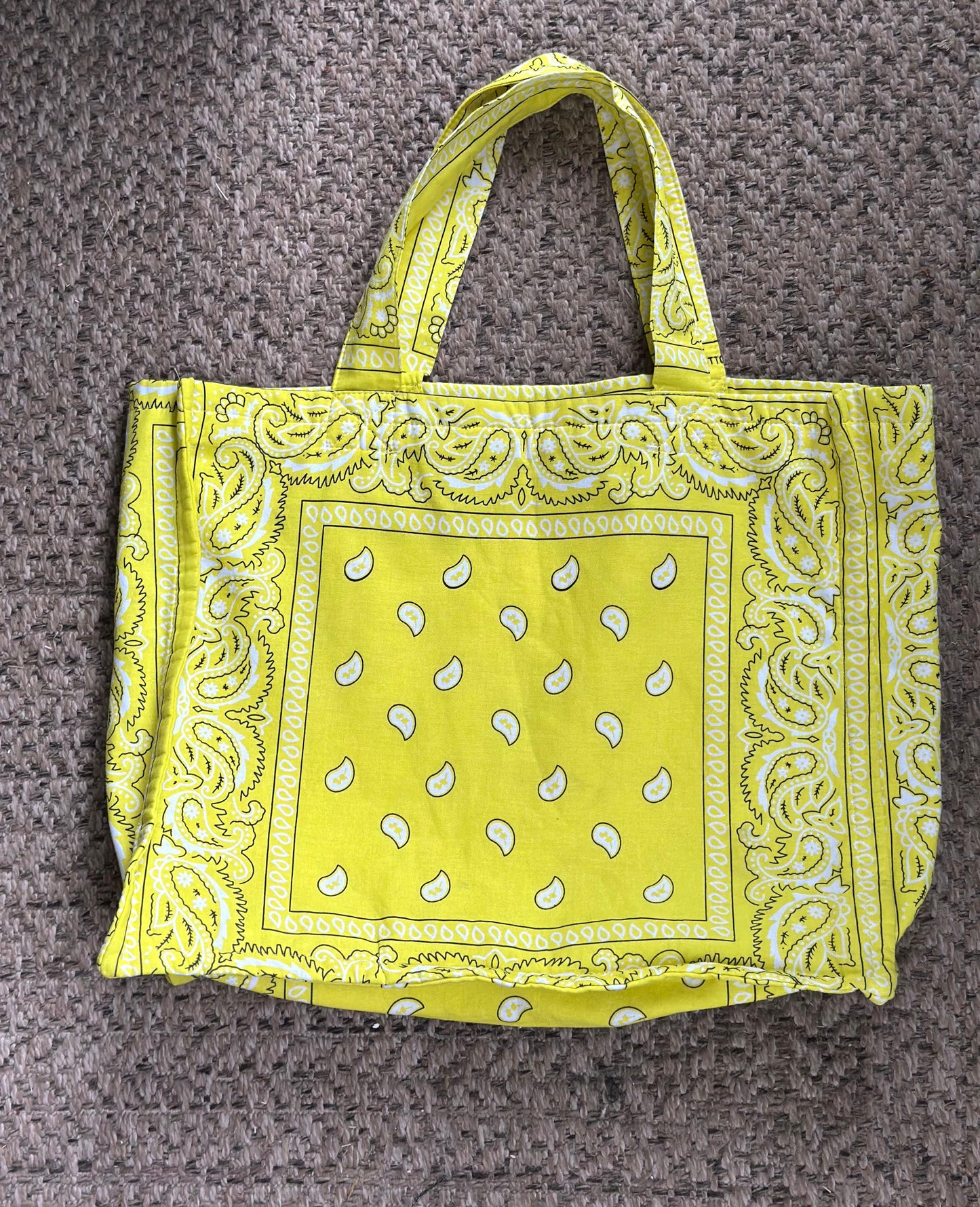 Sac cabas bandana jaune en coton matelassé Made in France 
 ￼
