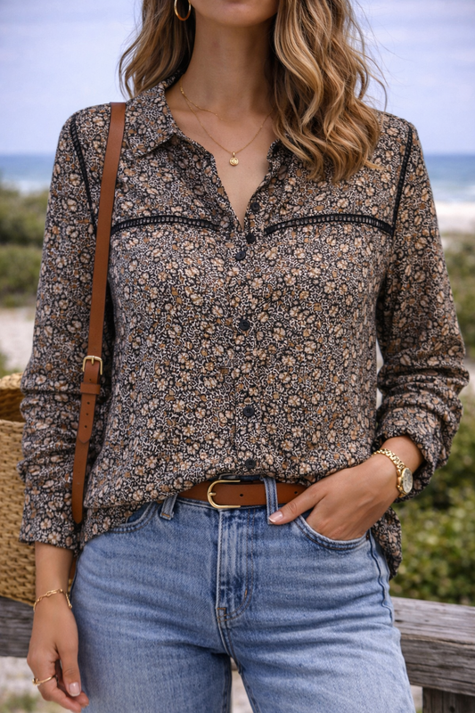 Chemise imprimé papillons et léopard T.36
