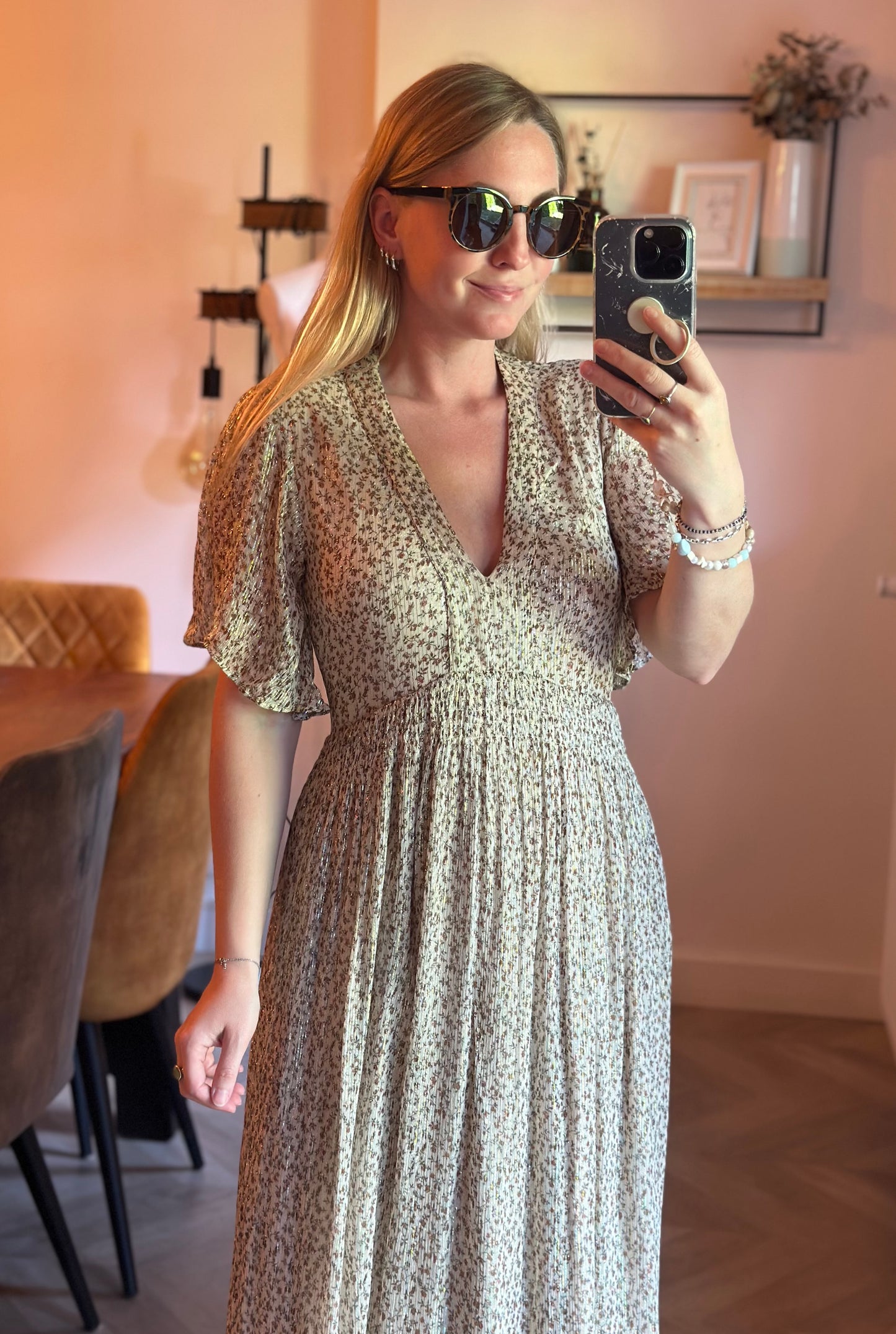 Robe longue plissée fleurie lurex Vanessa Bruno - taille 34