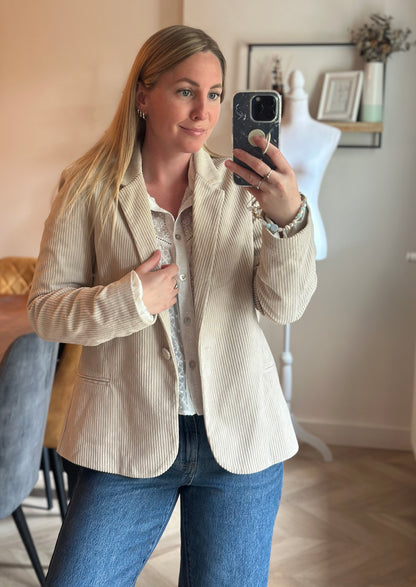 Blazer velours côtelé beige T.38