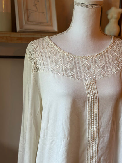 Blouse coton broderie dentelle écru T.42