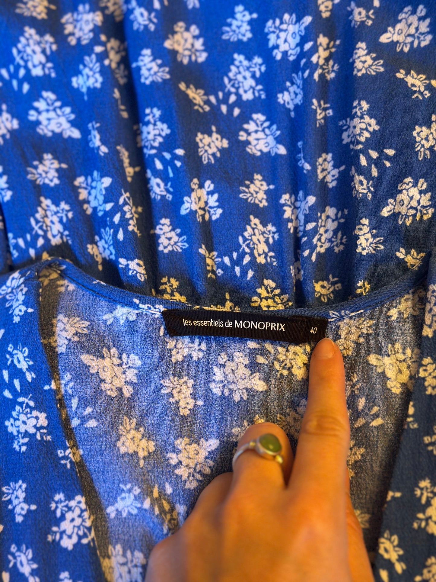 Robe longue fleurie bleue T.40