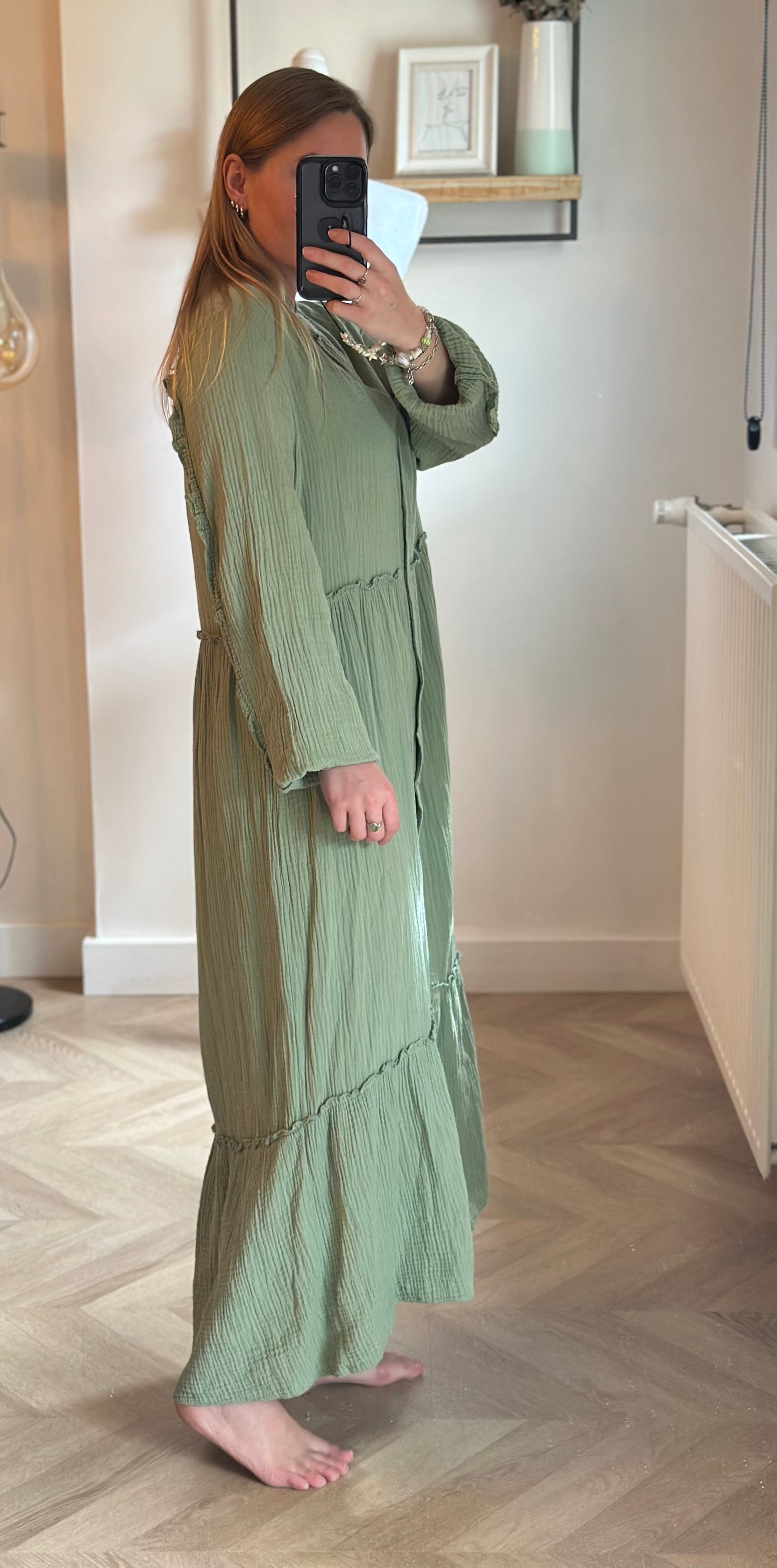 Robe gaze de coton vert clair T.U (36 au 44)