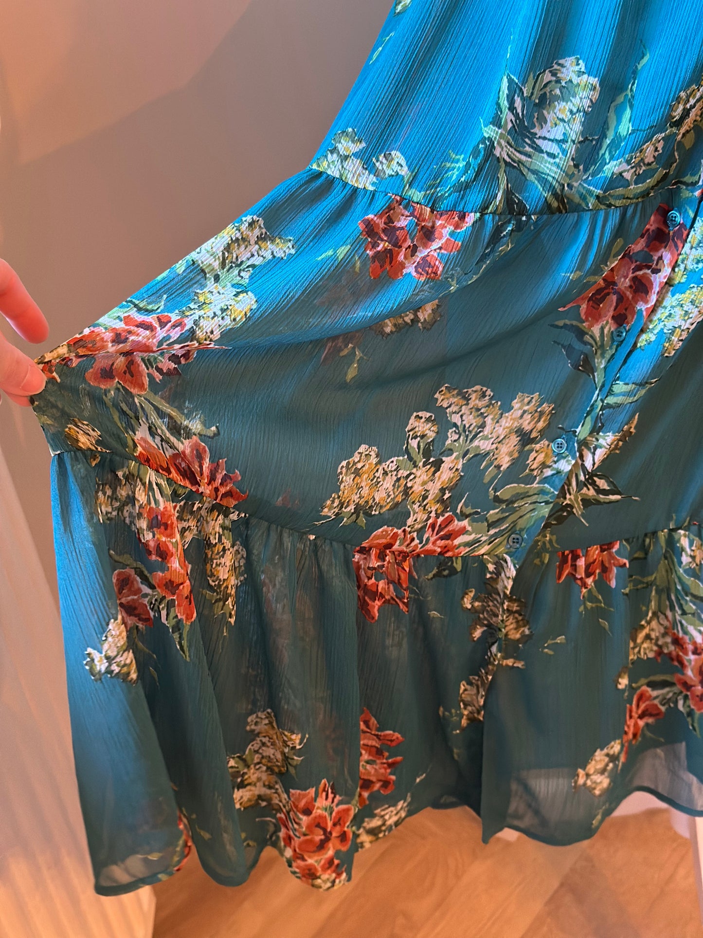 Robe longue fluide imprimé fleuri T.40
