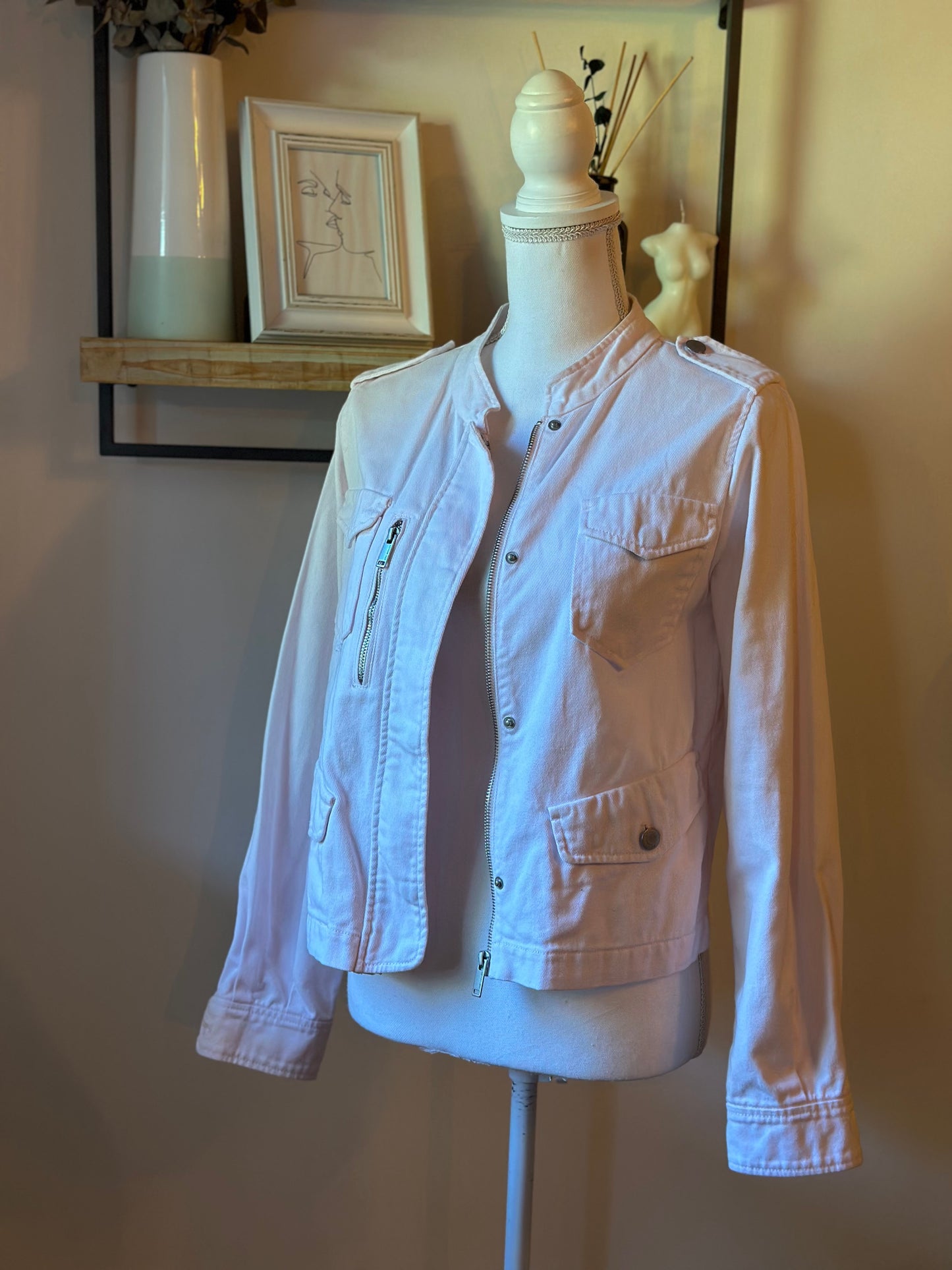 Veste saharienne en jean rose poudré IKKS T.36