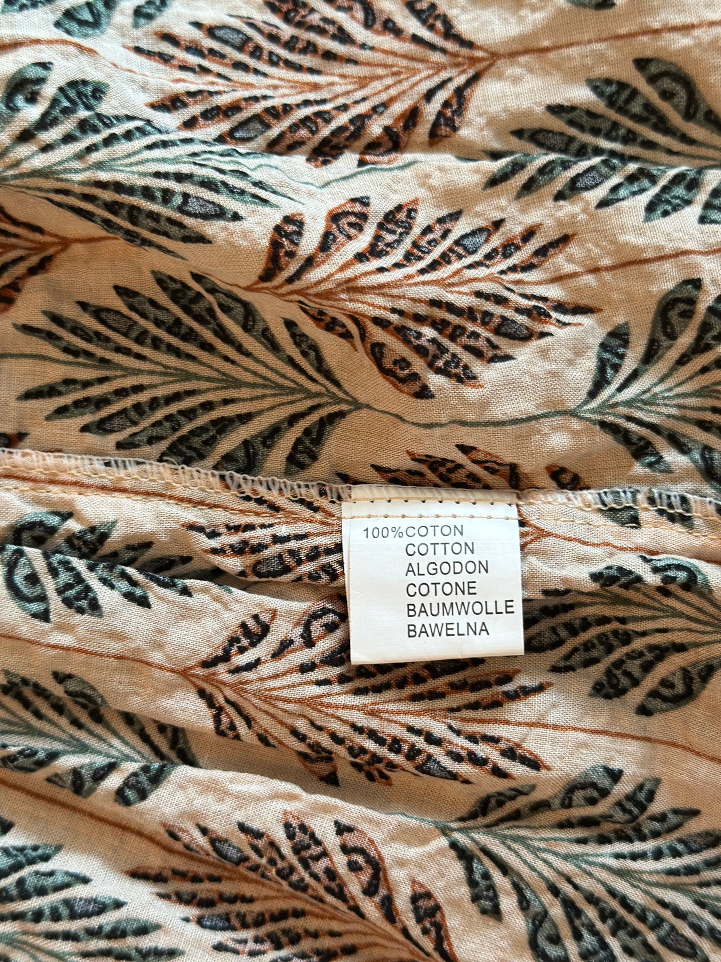 Robe longue imprimé feuillage en coton T.38