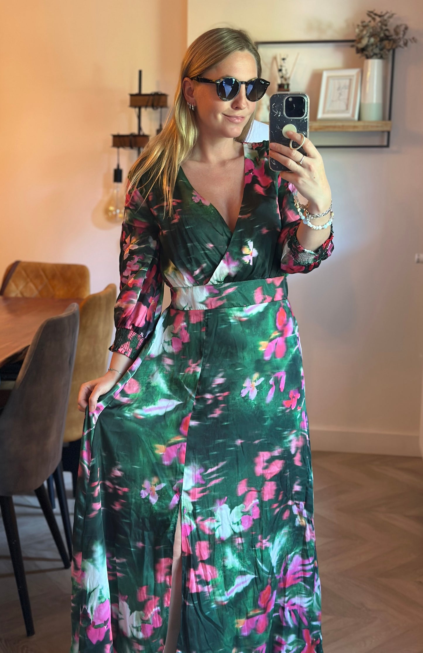 Robe longue fleurie multicolore T.40