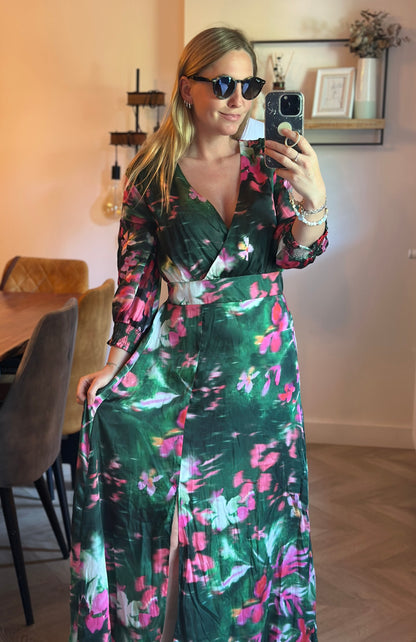 Robe longue fleurie multicolore T.40